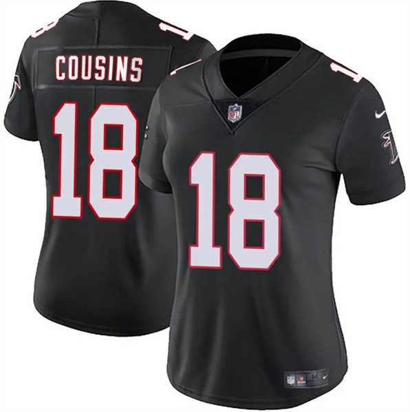 Womens Atlanta Falcons #18 Kirk Cousins Black 2023 Stitched Jersey Dzhi